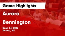 Aurora  vs Bennington  Game Highlights - Sept. 24, 2022