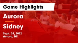 Aurora  vs Sidney  Game Highlights - Sept. 24, 2022