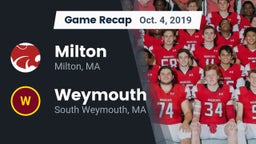 Recap: Milton  vs. Weymouth  2019