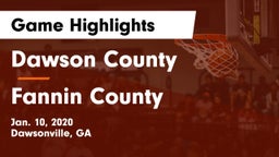 Dawson County  vs Fannin County  Game Highlights - Jan. 10, 2020