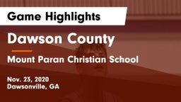Dawson County  vs Mount Paran Christian School Game Highlights - Nov. 23, 2020