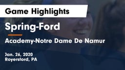 Spring-Ford  vs Academy-Notre Dame De Namur  Game Highlights - Jan. 26, 2020