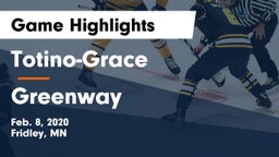 Totino-Grace  vs Greenway  Game Highlights - Feb. 8, 2020