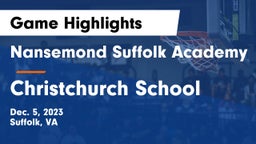 Nansemond Suffolk Academy vs Christchurch School Game Highlights - Dec. 5, 2023