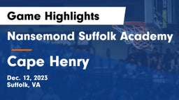 Nansemond Suffolk Academy vs Cape Henry Game Highlights - Dec. 12, 2023