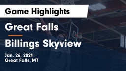 Great Falls  vs Billings Skyview  Game Highlights - Jan. 26, 2024