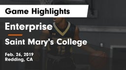 Enterprise  vs Saint Mary's College  Game Highlights - Feb. 26, 2019