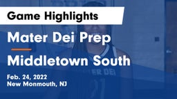 Mater Dei Prep vs Middletown South  Game Highlights - Feb. 24, 2022