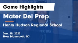 Mater Dei Prep vs Henry Hudson Regional School Game Highlights - Jan. 20, 2022