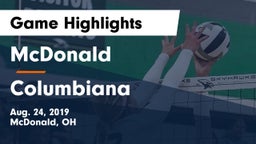 McDonald  vs Columbiana  Game Highlights - Aug. 24, 2019