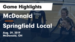 McDonald  vs Springfield Local  Game Highlights - Aug. 29, 2019