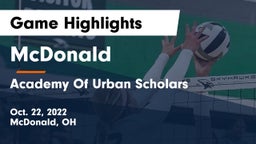 McDonald  vs Academy Of Urban Scholars  Game Highlights - Oct. 22, 2022