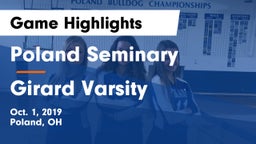 Poland Seminary  vs Girard Varsity Game Highlights - Oct. 1, 2019
