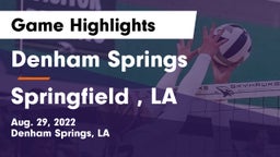 Denham Springs  vs Springfield , LA Game Highlights - Aug. 29, 2022