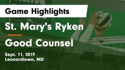 St. Mary's Ryken  vs Good Counsel  Game Highlights - Sept. 11, 2019