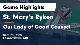 St. Mary's Ryken  vs Our Lady of Good Counsel  Game Highlights - Sept. 20, 2022