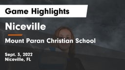 Niceville  vs Mount Paran Christian School Game Highlights - Sept. 3, 2022