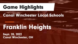 Canal Winchester Local Schools vs Franklin Heights  Game Highlights - Sept. 20, 2022