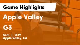 Apple Valley  vs G3 Game Highlights - Sept. 7, 2019