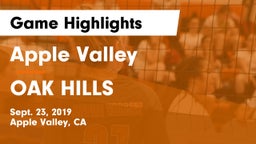 Apple Valley  vs OAK HILLS Game Highlights - Sept. 23, 2019