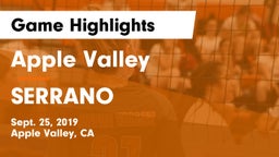 Apple Valley  vs SERRANO Game Highlights - Sept. 25, 2019