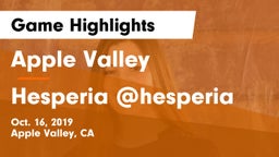 Apple Valley  vs Hesperia @hesperia Game Highlights - Oct. 16, 2019