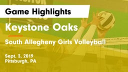 Keystone Oaks  vs South Allegheny Girls Volleyball Game Highlights - Sept. 3, 2019