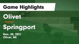 Olivet  vs Springport  Game Highlights - Nov. 30, 2021