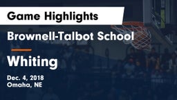 Brownell-Talbot School vs Whiting Game Highlights - Dec. 4, 2018