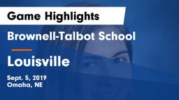 Brownell-Talbot School vs Louisville  Game Highlights - Sept. 5, 2019