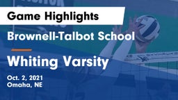 Brownell-Talbot School vs Whiting Varsity  Game Highlights - Oct. 2, 2021