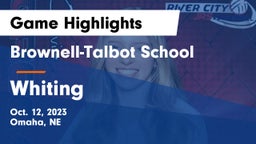 Brownell-Talbot School vs Whiting Game Highlights - Oct. 12, 2023
