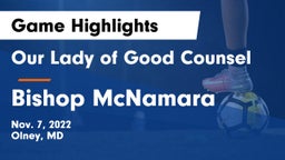 Our Lady of Good Counsel  vs Bishop McNamara  Game Highlights - Nov. 7, 2022