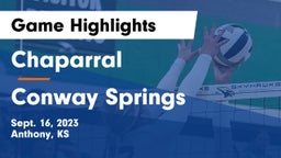 Chaparral  vs Conway Springs  Game Highlights - Sept. 16, 2023