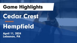 Cedar Crest  vs Hempfield  Game Highlights - April 11, 2024