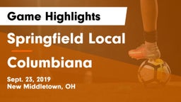 Springfield Local  vs Columbiana  Game Highlights - Sept. 23, 2019