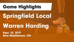 Springfield Local  vs Warren Harding  Game Highlights - Sept. 25, 2019