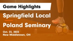 Springfield Local  vs Poland Seminary  Game Highlights - Oct. 23, 2023