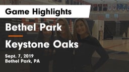 Bethel Park  vs Keystone Oaks  Game Highlights - Sept. 7, 2019