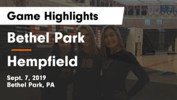 Bethel Park  vs Hempfield  Game Highlights - Sept. 7, 2019