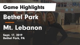 Bethel Park  vs Mt. Lebanon  Game Highlights - Sept. 17, 2019