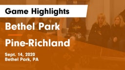 Bethel Park  vs Pine-Richland  Game Highlights - Sept. 14, 2020