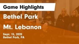 Bethel Park  vs Mt. Lebanon  Game Highlights - Sept. 15, 2020