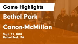 Bethel Park  vs Canon-McMillan  Game Highlights - Sept. 21, 2020