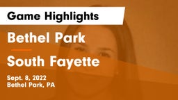 Bethel Park  vs South Fayette  Game Highlights - Sept. 8, 2022