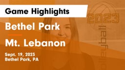 Bethel Park  vs Mt. Lebanon  Game Highlights - Sept. 19, 2023