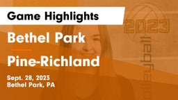 Bethel Park  vs Pine-Richland  Game Highlights - Sept. 28, 2023