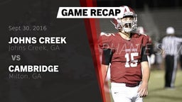 Recap: Johns Creek  vs. Cambridge  2016