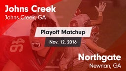 Matchup: Johns Creek High vs. Northgate  2016