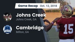 Recap: Johns Creek  vs. Cambridge  2018